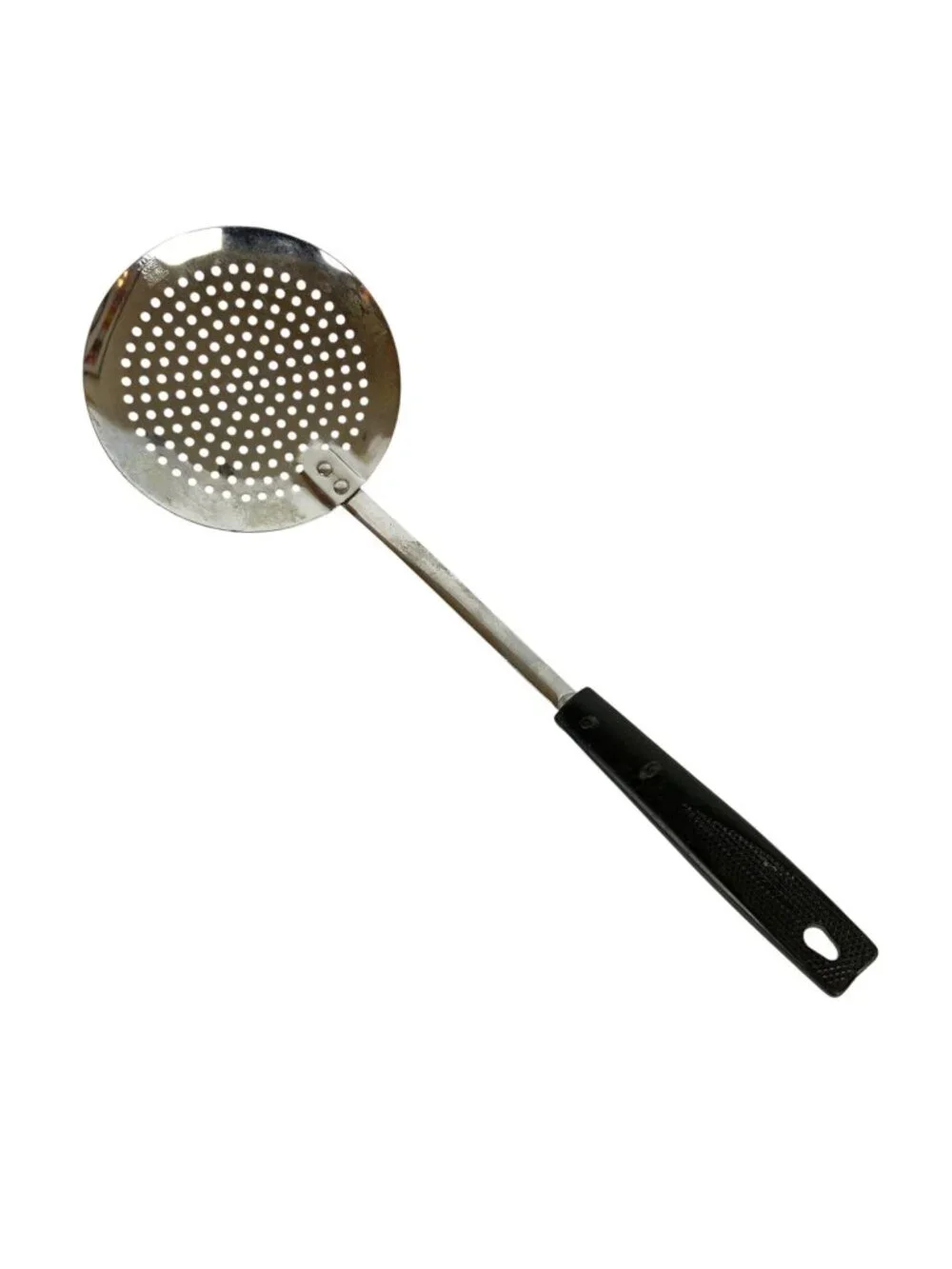 Ekco Chromium Plated Skimmer With Black Handle Vintage Kitchen Utensil